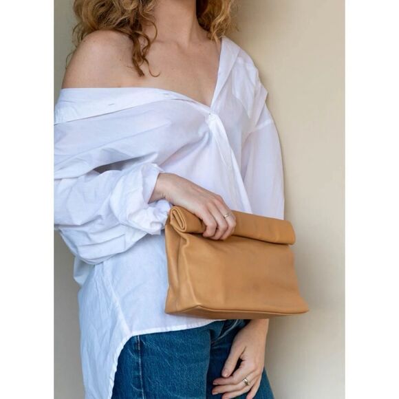 RARE Marie Turnor Leather Distress The  Lunch Bag in Camel Gold - Picture 9 of 13